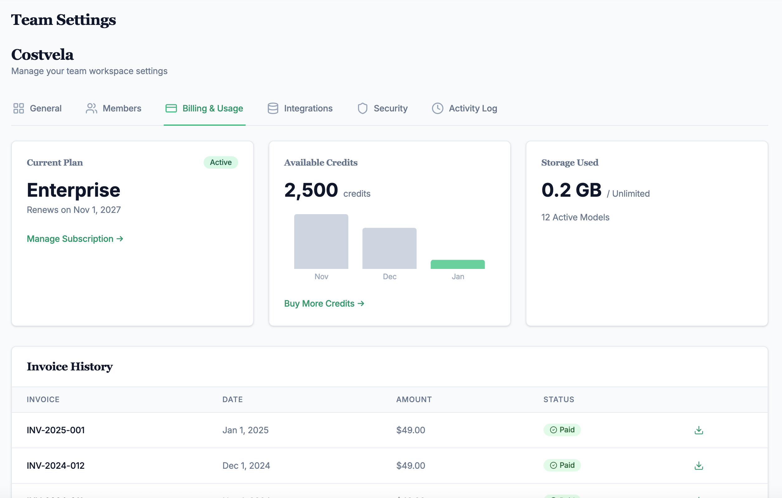 Billing Dashboard and Usage Analytics